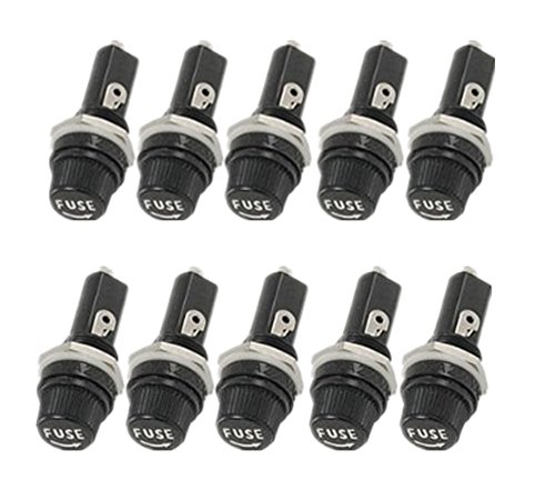 yueton Pack of 10 AC 15A 125V Black Electrical Panel Mounted Screw Cap Fuse Holder