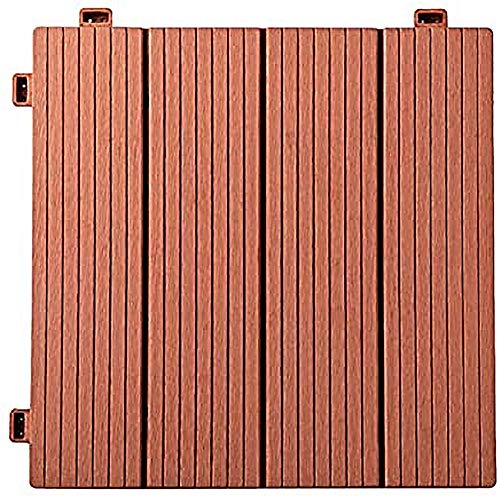 YuPaoPao Outdoor Flooring Patio and Deck Pavers Interlocking Wood Plastic Composite Floors Balcony Tiles Weather and Slip Resistant 12'× 12', Pack of 10 (10 sq.ft) (1-Red Brown)