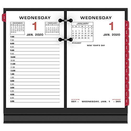 AT-A-GLANCE 2020 Daily Desk Calendar Refill, 3-1/2' x 5-27/32', Loose Leaf (E01750)