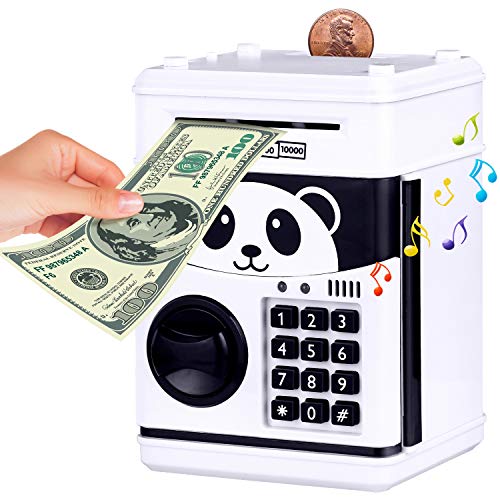 KingsDragon Money Bank for Kids Electronic Piggy Bank Cartoon Password ATM Piggy Bank for Real Money, Auto Scroll Paper Money Saving Box Best Toy Gifts for Boys Girls (Panda)