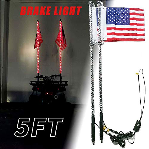 CTWHAUTO 5ft Dancing LED Whip Lights With Brake Light Turn Signal Controlled by Remote and App for ATV UTV RZR Off Road Polaris Trucks Dunes(2pc)