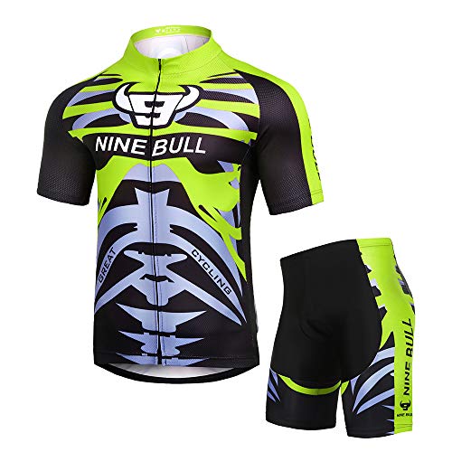 Men's Cycling Jersey Set - Reflective Quick-Dry Biking Shirt and 3D Padded Cycling Bike Shorts