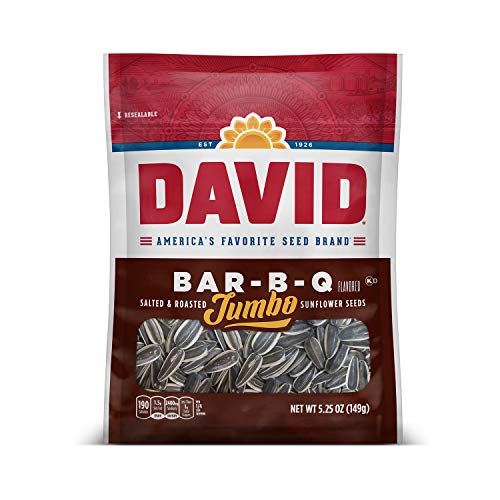 DAVID SEEDS Roasted and Salted Bar-B-Q Jumbo Sunflower Seeds, 5.25 oz, 12 Pack
