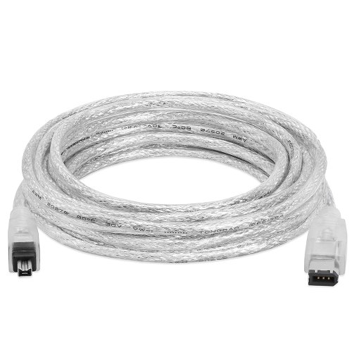 Cmple - 15FT FireWire IEEE 1394 Cable/iLink 6 Pin to 4 Pin Male to Male DV Cable 4-Pin to 6-Pin FireWire Cable Cord - 15 Feet Clear