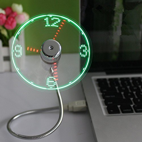 ONXE USB LED Clock Fan with Real Time Display Function,USB Clock Fans,Silver,1 Year Warranty (Clock)