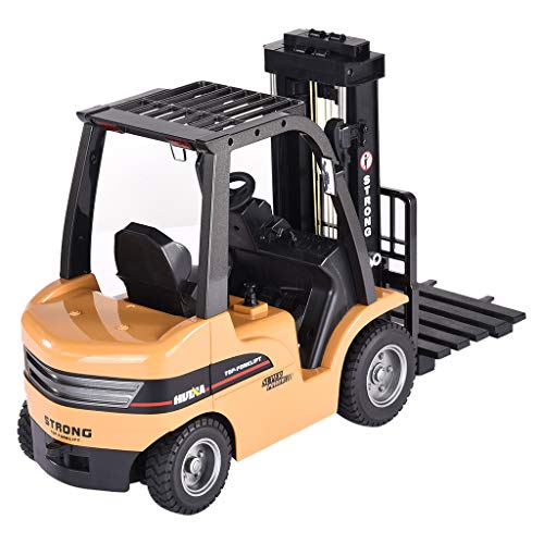 Bravetoshop 2.4G 8CH Alloy 2-in-1 Forklift Truck Crane RC Car RTR for Kids, Large Battery Remote Control Toy Car Metal Model