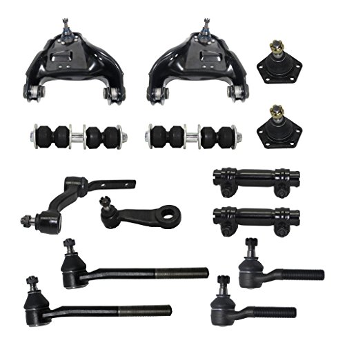 Detroit Axle - 14 Piece Front Suspension Kit - 2 Upper Control Arms, 2 Lower Ball Joints, 2 Sway Bar End Links, Pitman & Idler Arms, Tie Rod Ends, 2 Adjustment Sleeves - 4x4 Models Only