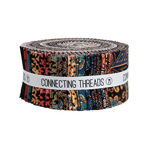 Connecting Threads Print Collection Precut Cotton Quilting Fabric Bundle 2.5' Strips (Imperial Elegance)