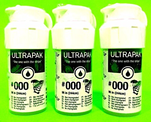 3x Ultrapak Dental Gingival Retraction Knitted Cord Size 000 Ultradent (9331)