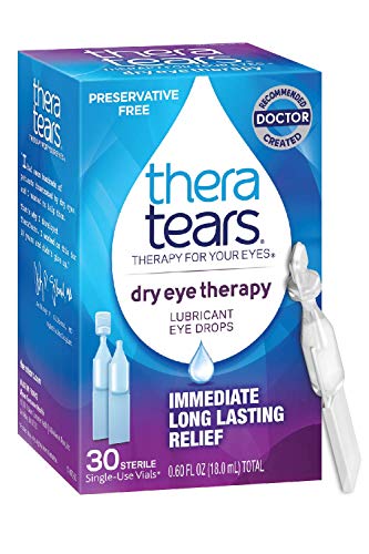 TheraTears Eye Drops for Dry Eyes, Dry Eye Therapy Lubricant Eyedrops, Preservative Free, 30 Count Single-Use Vials