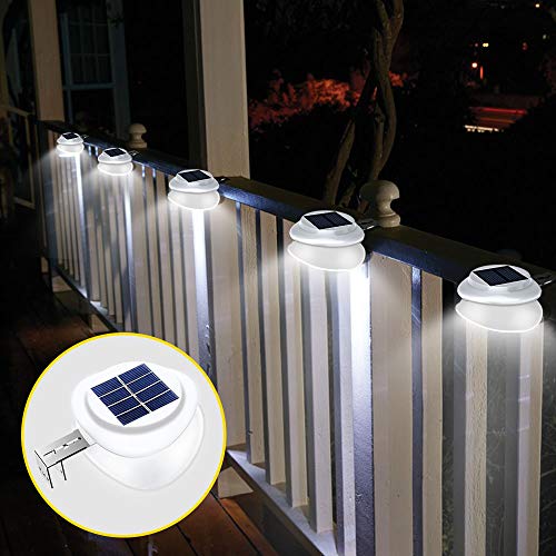 Solar Gutter Lights,Outdoor 9 LED Fence Light Waterproof Security Lamps for Eaves Garden Landscape Pathway (Cool White, 6 Pack)