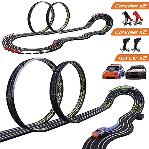 Cusocue High-Speed Electric Powered Super Loop Speedway Slot Car Track Set with Two Cars for Dual Racing, Boys Toys for 3 4 5 6 7 8-16 Years Old Kids Best Gifts
