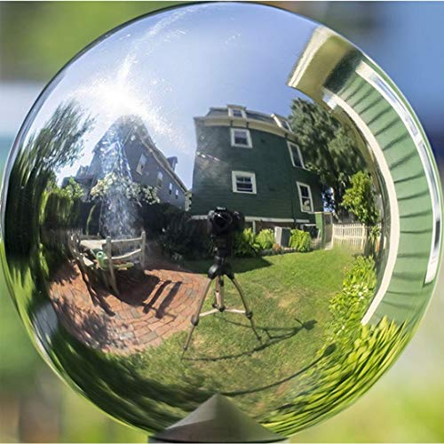 OXSNice 23 inch Gazing Ball,Silver Stainless Steel Garden Sphere Mirror Globe Ball,Polished Reflective Smooth Hollow Ball,Durable Shiny Decorations for Garden Patio Yard Home