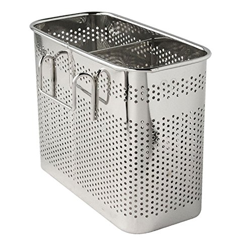 Kitchen Utensils Chopsticks Holder Drying Rack Basket with Hooks 2 Divided Compartments Quality Stainless Steel Large L5.4' X H4.3' X W2.6'