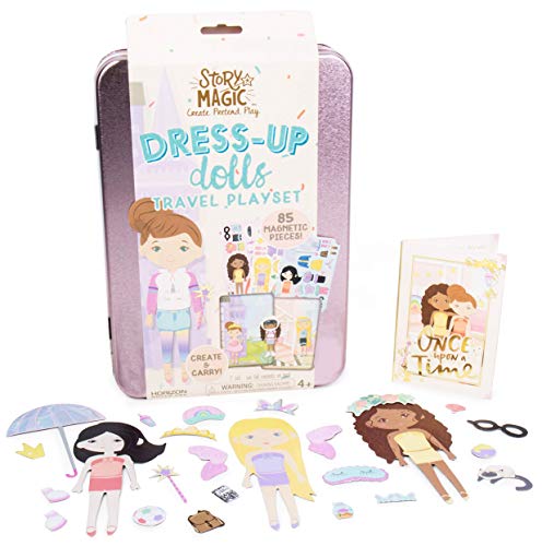 Story Magic Dress-Up Dolls Travel Playset by Horizon Group USA, Pretend Play Magnetic Case, Over 85 Magnet Outfit and Accessory Pieces, On The Go Activity Set, Perfect for Ages 4+