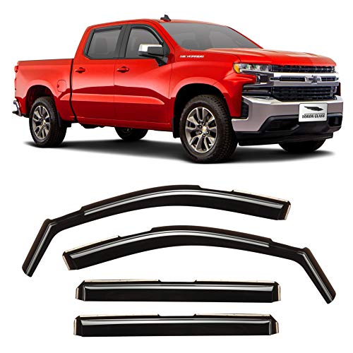 Voron Glass in-Channel Extra Durable Rain Guards for Trucks Chevrolet (Chevy) Silverado 2019-2020 Crew Cab, Window Deflectors, Vent Window Visors, 4 Pieces - 220089