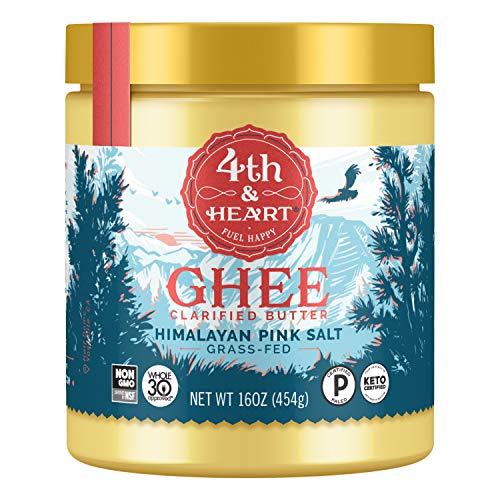 Himalayan Pink Salt Grass-Fed Ghee Butter by 4th & Heart, 16 Ounce, Keto, Pasture Raised, Non-GMO, Lactose Free, Certified Paleo