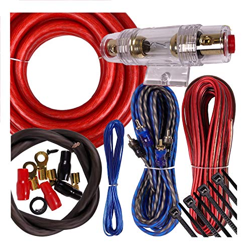 Complete 2000W Gravity 4 Gauge Amplifier Installation Wiring Kit Amp PK1 4 Ga Red - for Installer and DIY Hobbyist - Perfect for Car/Truck/Motorcycle/RV/ATV