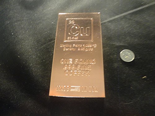 COPPER BAR- 1 LB.-RANDOM DESIGN- .999 FINE- 1 POUND COPPER