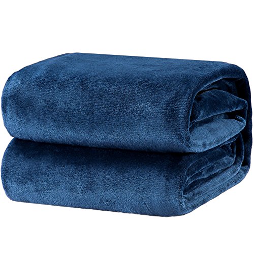 Bedsure Fleece Blanket Throw Size Navy Lightweight Super Soft Cozy Luxury Bed Blanket Microfiber
