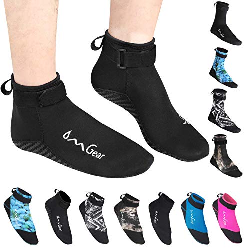 Water Socks Neoprene Socks Beach Booties Shoes 3mm Glued Blind Stitched Anti-Slip Wetsuit Boots Fin Swim Socks for Water Sports Outdoor Activities Home Slippers(3mm Low Cut/Black,S)