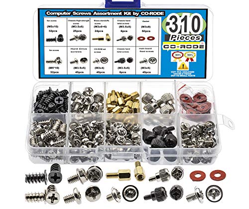 310pcs PC Computer Screw Standoffs Assortment Kit for Hard Drive Computer Case Motherboard Fan Power Graphics