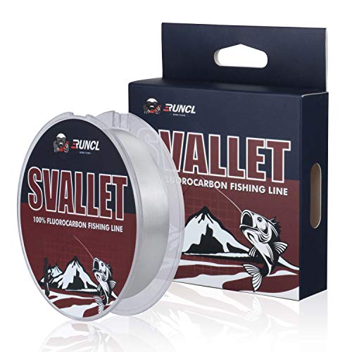 RUNCL SVALLET Fluorocarbon Fishing Leader, Fluorocarbon Line - Made in Japan, Triple-Resin Processing, Invisible Underwater, Balanced Strength & Sensitivity, Levelwinding Spool (50Yds, 20LB(9.1kgs))