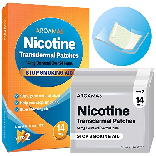 Aroamas Nicotine Patches [Step 2 (14mg), 21 Counts] for Smoking Cessation: for Week 7~8 - Nicotine Transdermal Patches to Quit Cigarettes