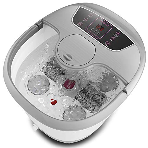 ACEVIVI Foot Spa Bath Massager with Massage Rollers and Balls(Motorized) for Health and Cleaning, Feet Bath Tub with Heat and Bubbles, Temp+/-, Timer, and Modes Control, Rotating Pedicure Stone