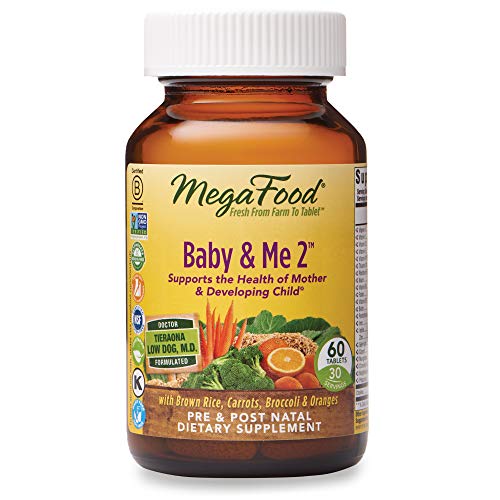 MegaFood, Baby & Me 2, Prenatal and Postnatal Vitamin with Active Form of Folic Acid, Iron, Choline, Non-GMO, 60 Tablets (30 Day Supply)