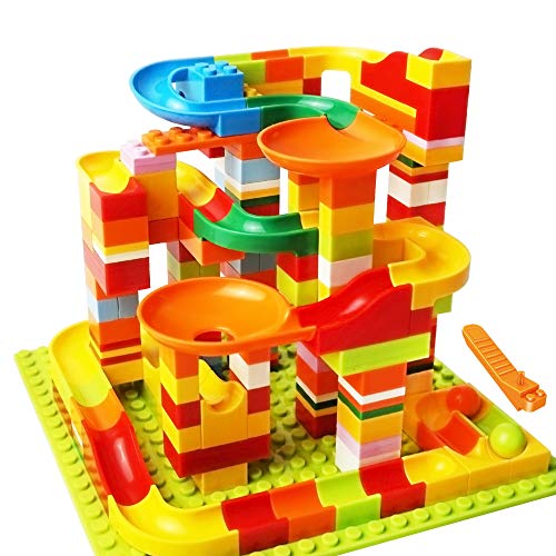 FUN&STUFF Marble Run Building Blocks for Kids，220 Pcs Marble Race Track Building Blocks，Marble Roller Coaster Building Block Construction Toys Marble Run Sets for Boys Girls Toddler Age 3,4,5,6,7,8+