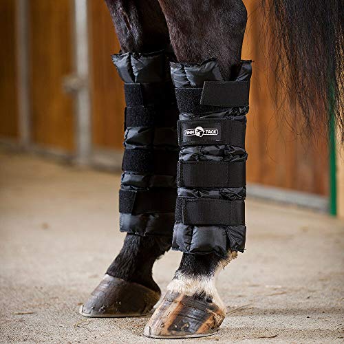 HORZE Finntack Pro Cooling Therapy Ice Wrap for Horses - 1 Size - Pair - Black