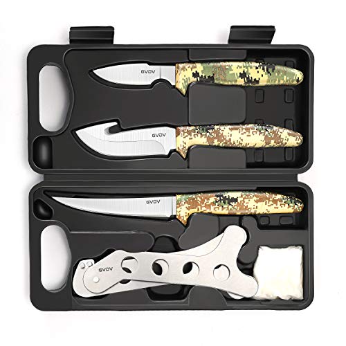 GVDV Hunting Knife Kit - Field Dressing Gear Accessories Set for Men, Butcher Game Processing for Deer Hunting, Fishing, Camping, 6 Pieces