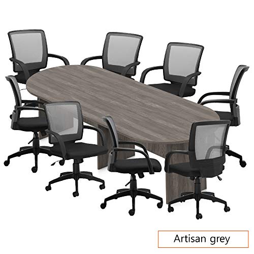 GOF 6FT, 8FT, 10FT Conference Table Chair Set, Artisan Grey, Cherry, Espresso, Mahogany, Walnut (10FT with 8 Chairs, Artisan Grey)