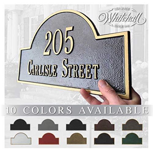 Personalized Cast Metal Address plaque with Arch top (Large Option). Display Your Address and Street Name. Custom House Number Sign. Wall Mounted Sign