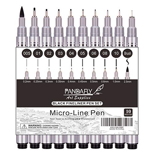 Precision Micro-Line Pens, 10 Size Black Micro-Pen Fineliner Ink Pen, Waterproof Archival ink, Multiliner, Calligraphy, Artist Illustration, Anime, Sketching, Technical Drawing, Scrapbooking