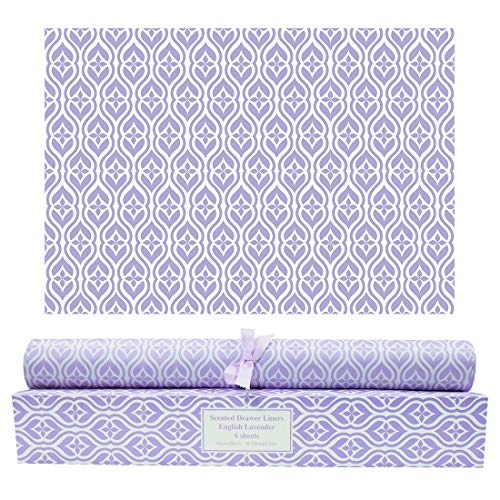 SCENTORINI Lavender Scented Drawer Liners, Scent Paper Liners for Drawers, Dresser Shelf, Linen Closet, Perfect for Kitchen, Bathroom, Vanity (6 Sheets)