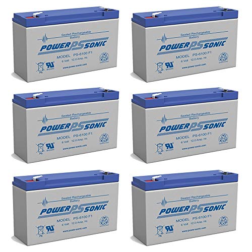 Power Sonic PS-6100 6V 12AH Battery Replacement for Golf Cart - 6 Pack