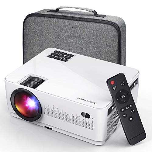 DBPOWER L21 Video Projector, Upgraded 6000L 1080P Supported Full HD Mini Projector with HDMIx2/USBx2/Handed Bag, Compatible with Smartphone/TV/PS4/DVD