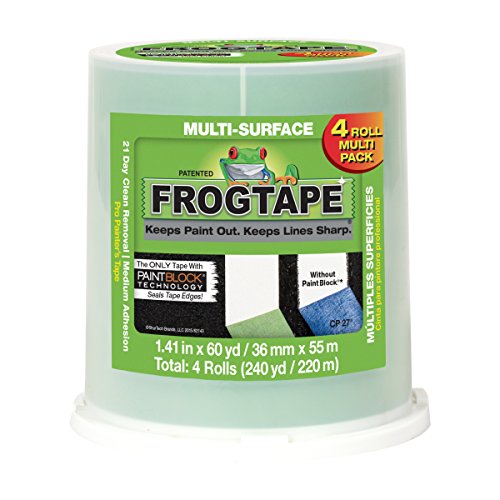 FROGTAPE 240660 Multi-Surface Painter's Tape with PAINTBLOCK, Medium Adhesion, 1.41 Inches x 60 Yards, Green, 4 Rolls