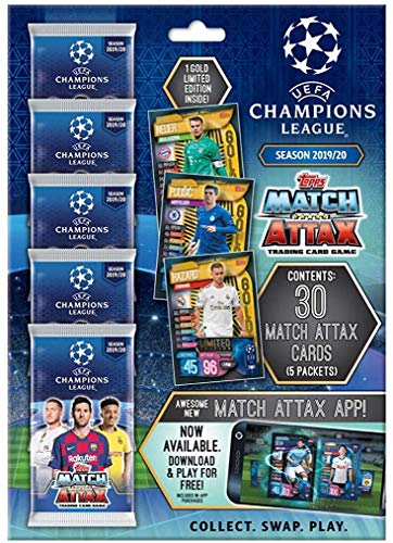 Topps Match Attax Trading Card Game 2019/20 - Champions League Multipack (30 Cards Total with One Limited Edition Gold Card)