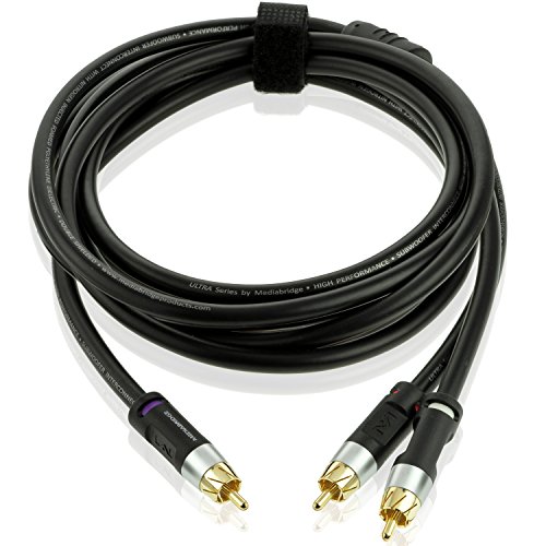 Mediabridge Ultra Series RCA Y-Adapter (8 Feet) - 1-Male to 2-Male for Digital Audio or Subwoofer - Dual Shielded with RCA to RCA Gold-Plated Connectors - Black - (Part# CYA-1M2M-8B)