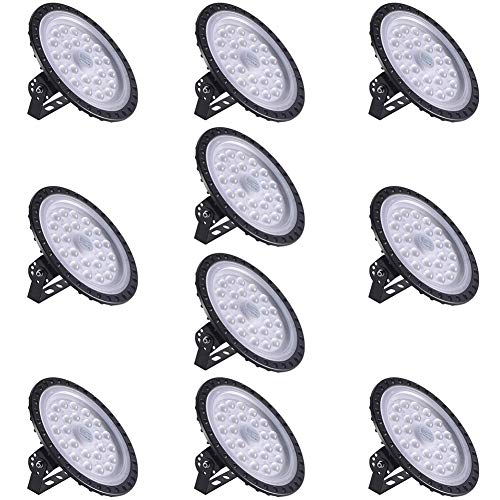 100W UFO LED High Bay Light lamp Factory Warehouse Industrial Lighting 10000 Lumen 6000K IP54 Warehouse LED Lights- High Bay LED Lights- Commercial Bay Lighting for Garage Factory Workshop (10pcs)