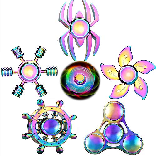 Rainwbow Snitch Fidget Fingers Hand Spinners Metal Focus Decompression Fidgets Toy Stainless Steel Fingertip Gyro Stress Relief Cube Fun Spiral Twister ADHD EDC Anti Anxiety Gifts for Kids and Adults