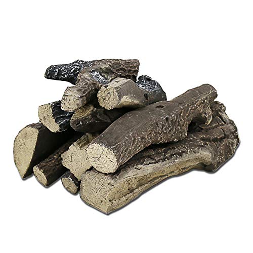 Utheer Wood Logs Fireplace Log Set for Indoor Gas Inserts, Vented, Electric, Gel, Propane, Vent-Free or Outdoor Fireplaces & Firepits