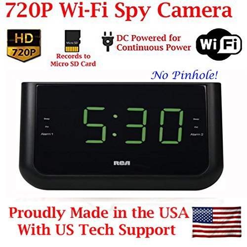 SecureGuard 1080P HD WiFi Wireless IP Alarm Clock Radio Hidden Security Nanny Cam Spy Camera with 16GB SD Card Included ( 100% COVERT / No Pinhole / No Lights Sounds / No buttons )