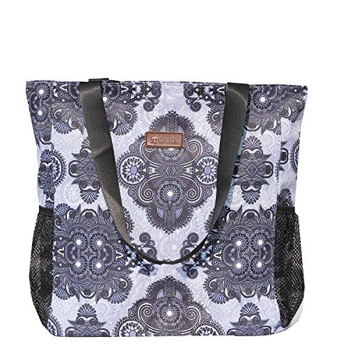 Original Floral Water Resistant Large Tote Bag Shoulder Bag for Gym Beach Travel Daily Bags Upgraded ([L] Pattern)