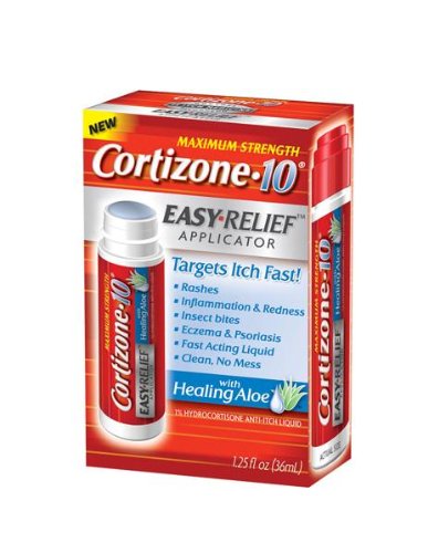 Cortizone 10 With Healing Aloe Easy Relief Applicator 1.25 oz., Maximum Strength 1% Hydrocortisone Anti-Itch Liquid(Pack of 6)