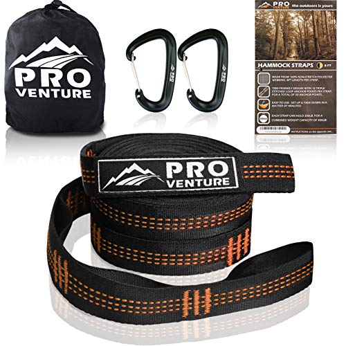 Pro Hammock Tree Straps with CARABINERS – 400LB Rated (1200LB Tested), Adjustable 30+2 Loops, Non-Stretch, Easy Setup, Heavy Duty, Tree Friendly