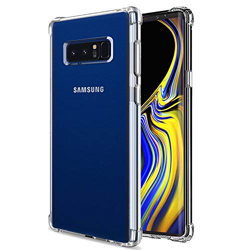 Galaxy Note 8 Case Crystal Clear Shockproof Bumper Protective Cell Phone Case for Samsung Galaxy Note 8 Transparent Pure TPU Back Covers for Men Women Boys Girls Flexible Slim Fit Rubber Silicone Gel